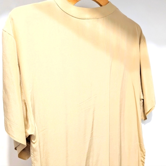 Vtg Alfred Sung Tan Silk Blouse. Made in Canada. Roomy Sz 4. - Picture 9 of 14